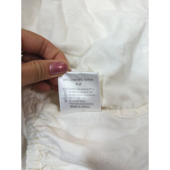 SIMPLE OPULENCE BEDDING Linen Cotton Blend Fitted Sheet White FULL SIZE - Picture 3 of 6